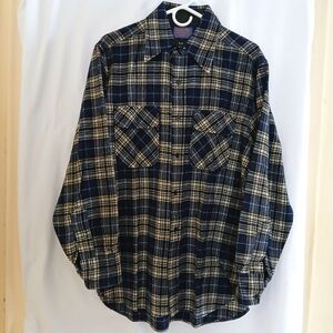 Pendleton Plaid Shirt 100% Virgin Wool Made in USA Vintage